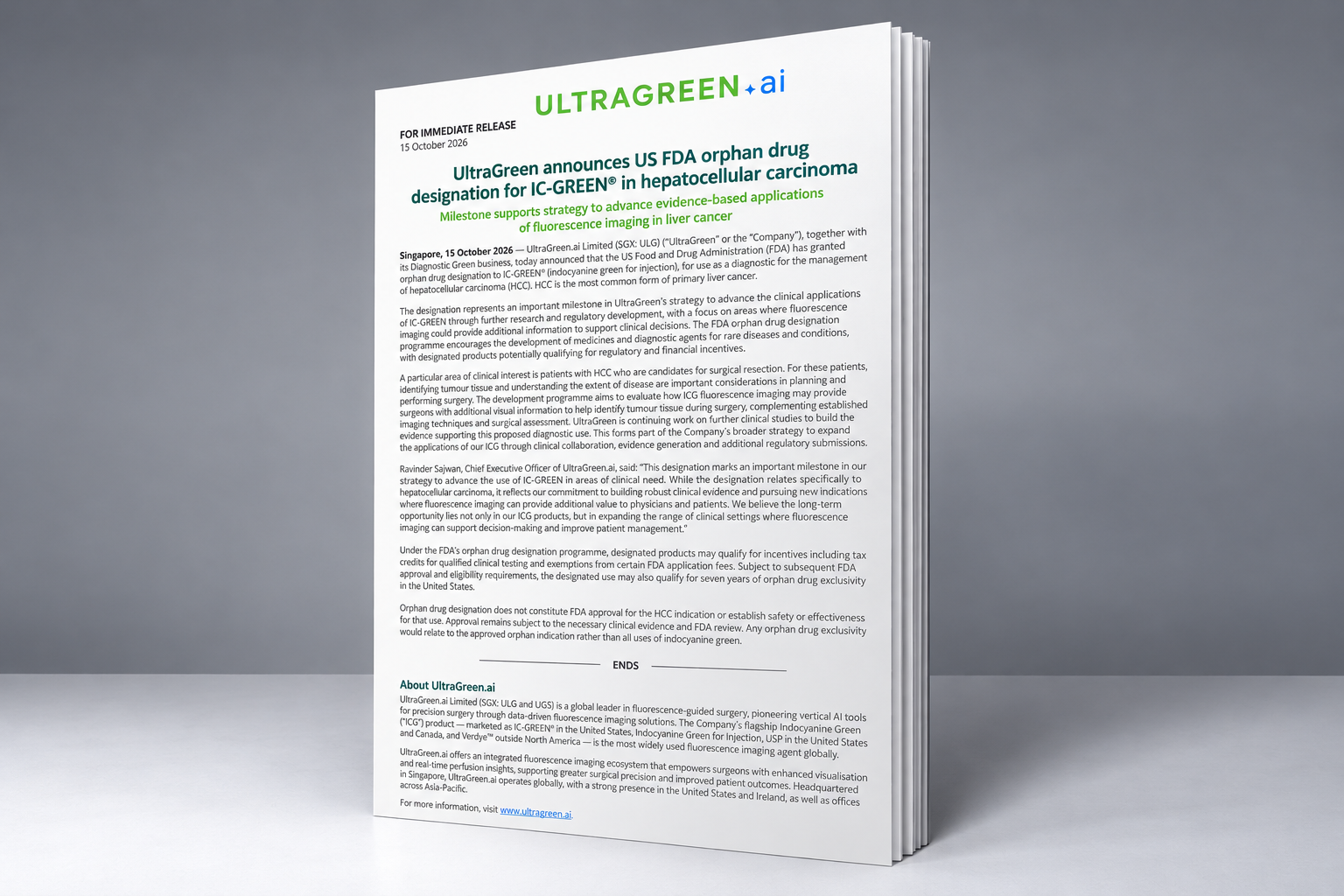 UltraGreen FDA Press Release Mockup